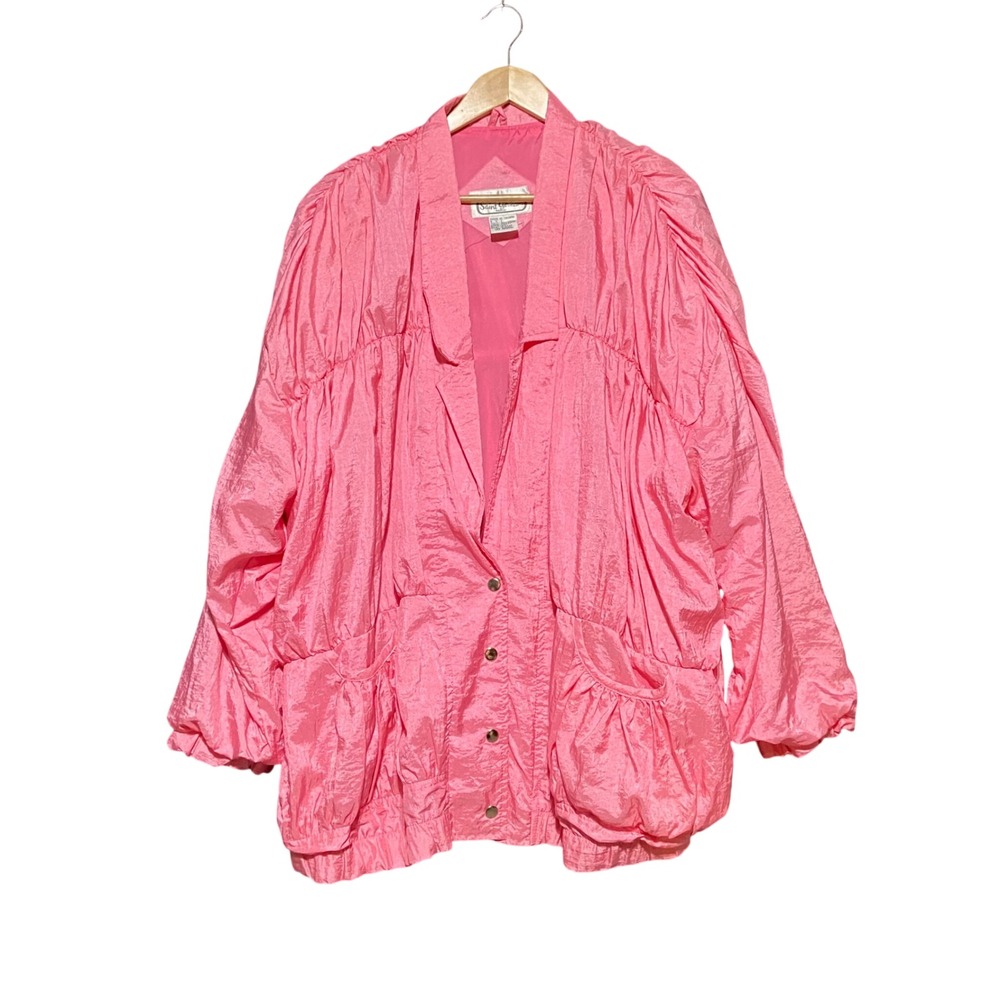 Vintage Saint Germain Paris Pink Windbreaker Jacket Oversized 80s Track Coat XL
